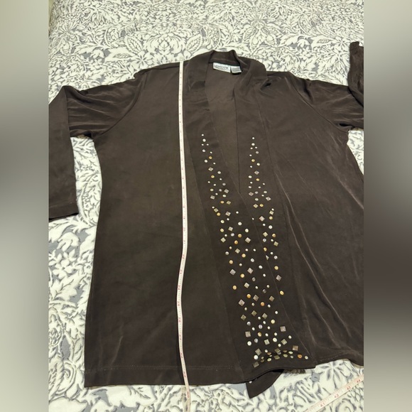 Chico's brown Open-Front cardigan with Stud Accents size 3 Vanity - Picture 7 of 12